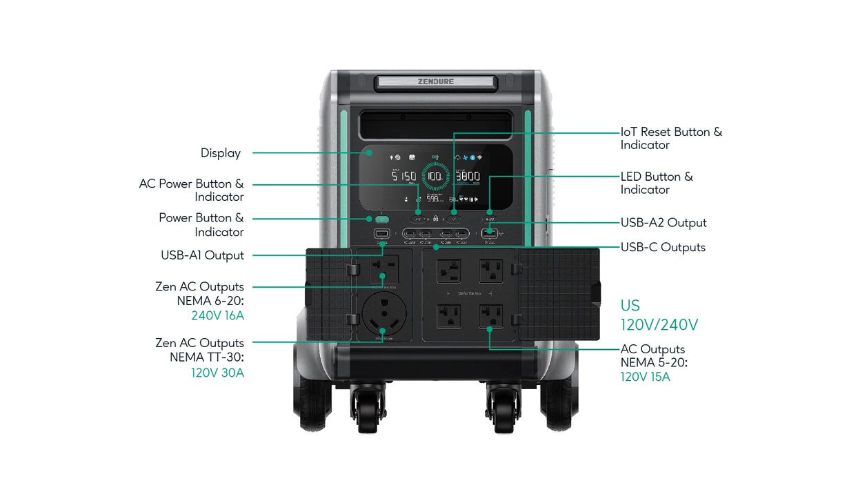 ZENDURE V6400 Base - 3800W hasta 7600W 120V/240V